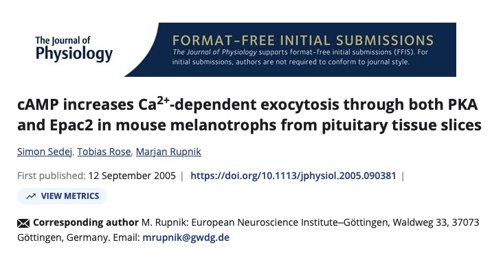 cAMP increases Ca sup 2 sup dependent exocytosis through both PKA and Epac2 in mouse melanotrophs from pituitary tissue slices